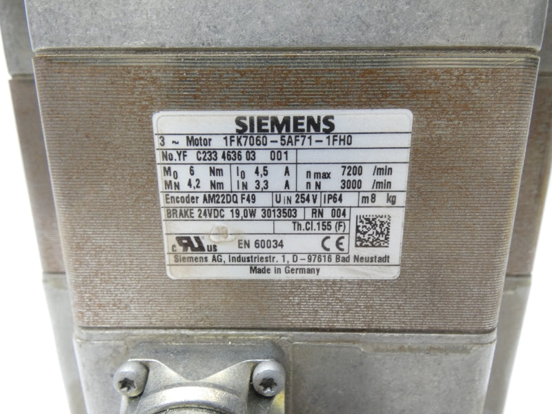 SIEMENS 1FK7060-5AF71-1FH0 254V 4.5A NSNP