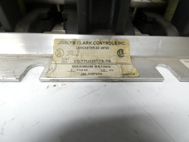 JOSLYN CLARK CONTROLS VC77U03515-76 320A UNMP