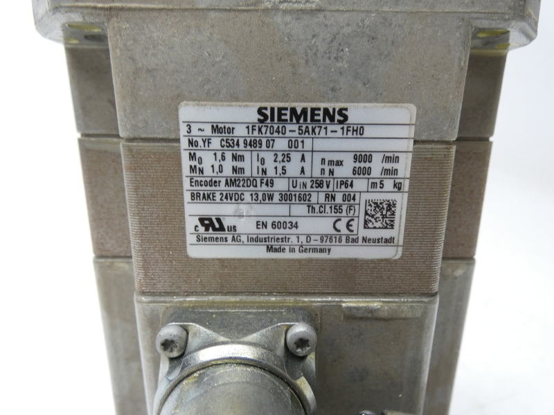 SIEMENS 1FK7040-5AK71-1FH0 258V 2.25A NSNP