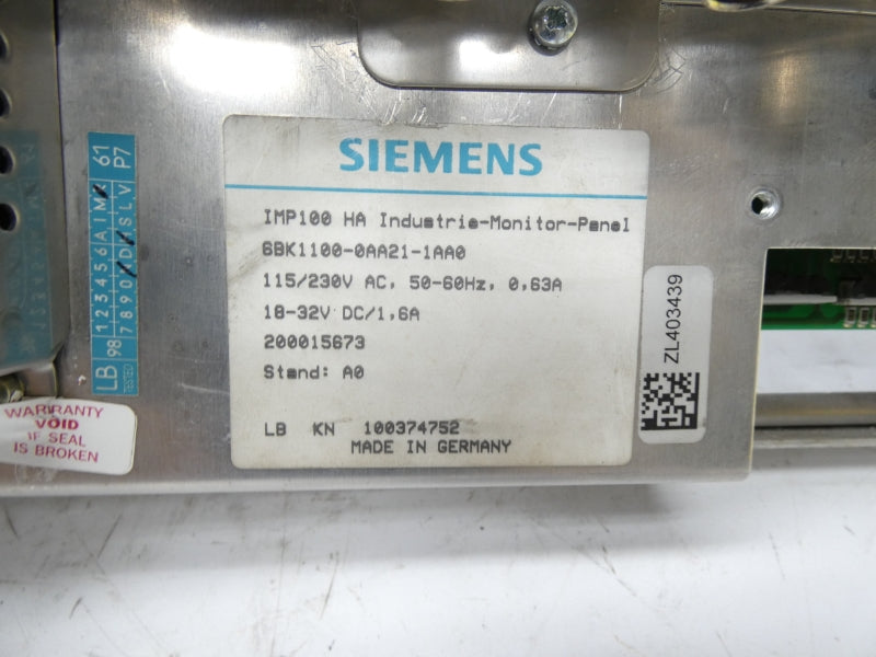 SIEMENS 6BK1100-0AA21-1AA0 115/230VAC 0.63A (AS IS) UNMP