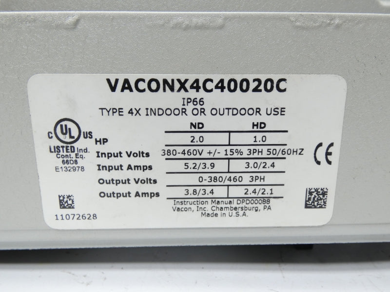 VACON X4C40020C 380-460V, 5.2/3.9A (AS IS) UNMP