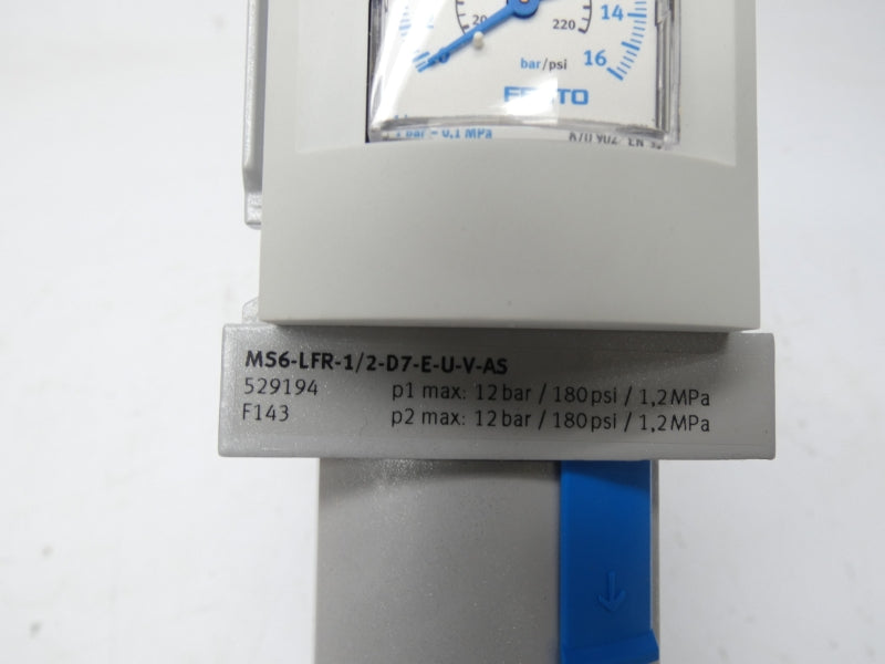 FESTO MS6-LFR-1/2-D7-E-U-V-AS 529194 180PSI NSMP