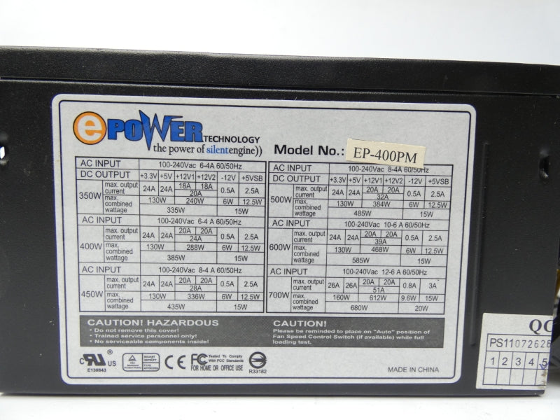 EPOWER TECHNOLOGY EP-400PM 100-240VAC 51A NSNP