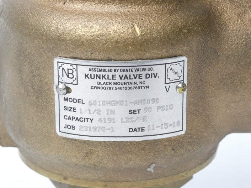 KUNKLE VALVE 6010HGM01-AM0090 90PSI 1-1/2"X2" NSNP