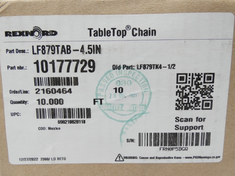 REXNORD LF879TAB-4.5IN 10177729 10' NSMP