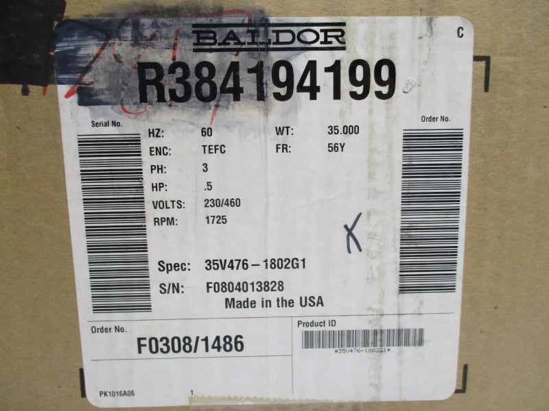 BALDOR R384194199 230/460V 1.6/.8A NSMP