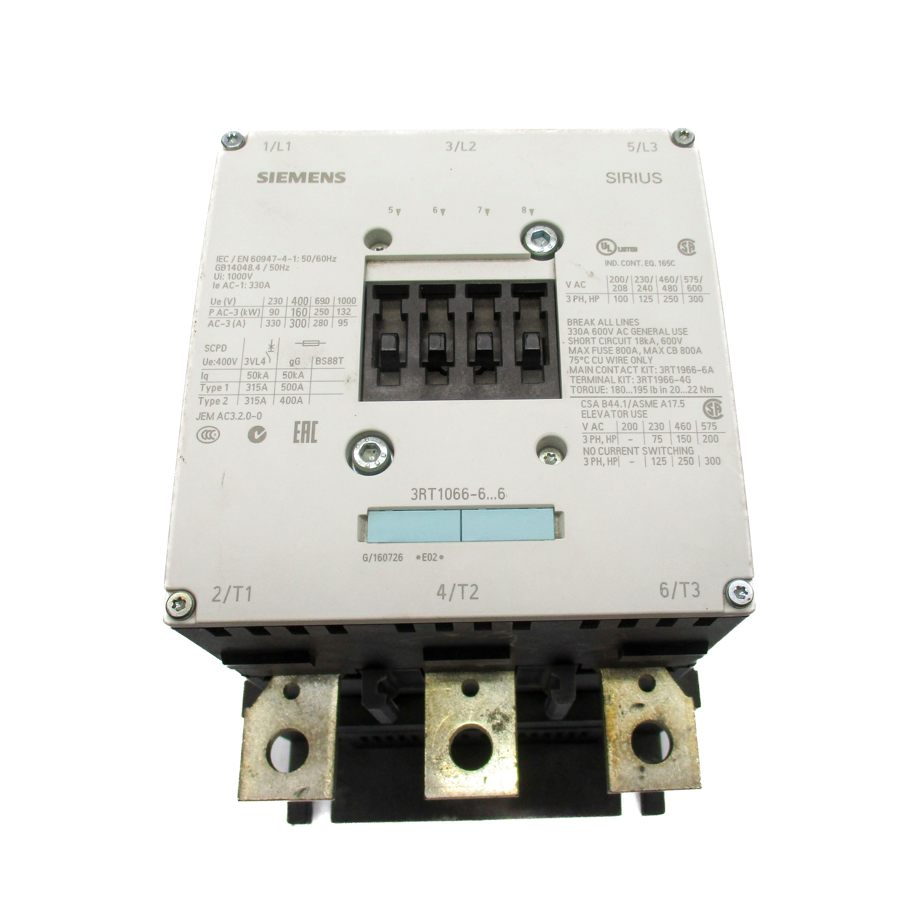 SIEMENS 3RT1066-6AR36 440/480V 300A UNMP
