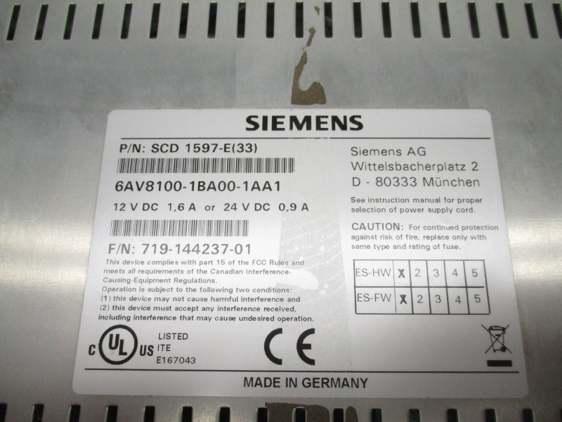 SIEMENS 6AV8100-1BA00-1AA1 12/24VDC 1.6/0.9A UNMP
