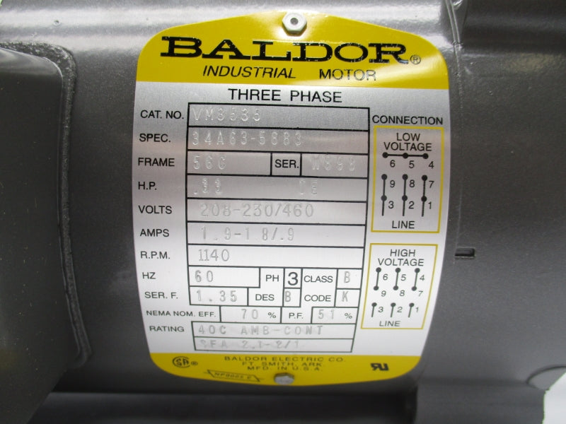 BALDOR VM3535 208-203/460V 1.9-1.8/.9A NSMP