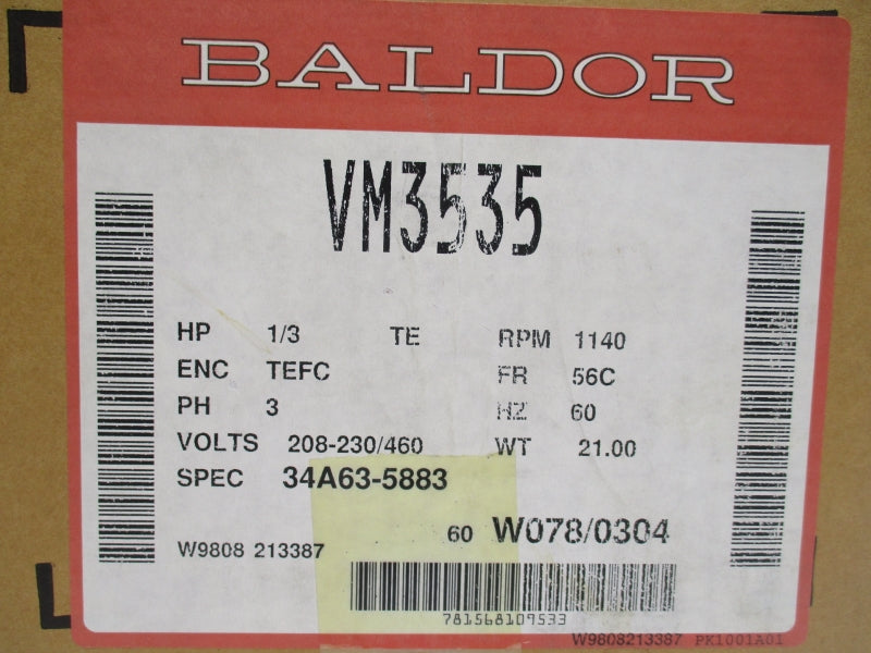 BALDOR VM3535 208-203/460V 1.9-1.8/.9A NSMP