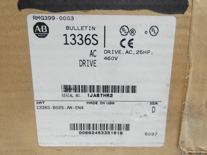 ALLEN BRADLEY 1336S-B025-AN-EN4 SER. D 460V NUPI