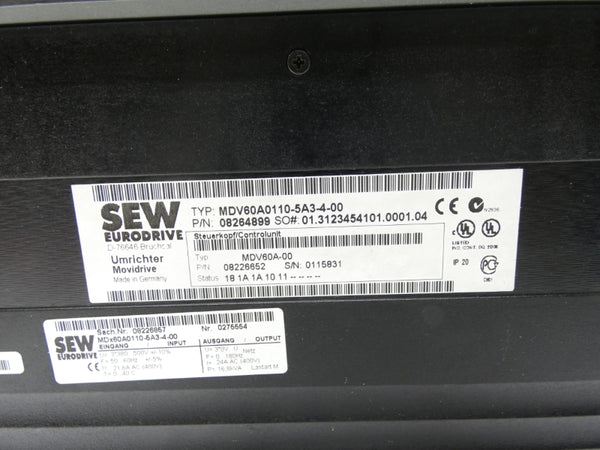 SEW EURODRIVE MDV60A0110-5A3-4-00 380-500V 24A (AS PICTURED) UNMP