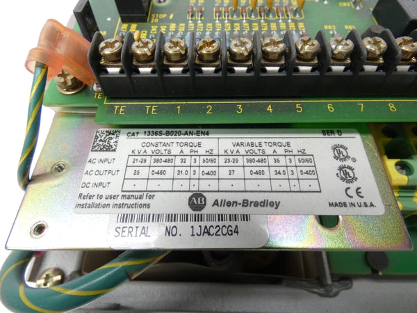 ALLEN BRADLEY 1336S-B020-AN-EN4 SER. D 380-480V 35A REMAN