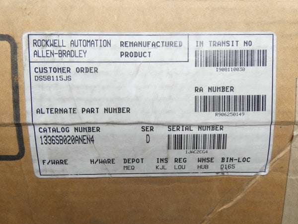 ALLEN BRADLEY 1336S-B020-AN-EN4 SER. D 380-480V 35A REMAN