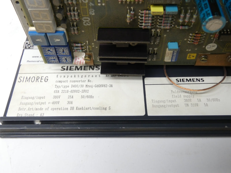 SIEMENS 6RA2218-6DV62-ZF02 400V 30A (AS PICTURED) UNMP