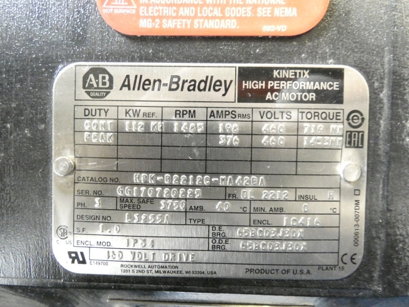 ALLEN BRADLEY HPK-B2212C-MA42BA SER. A 460V 376A NSMP