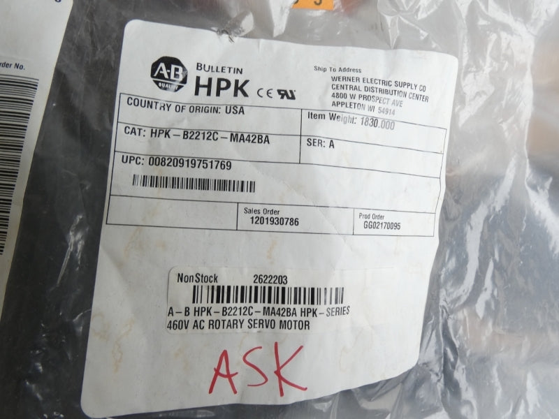 ALLEN BRADLEY HPK-B2212C-MA42BA SER. A 460V 376A NSMP