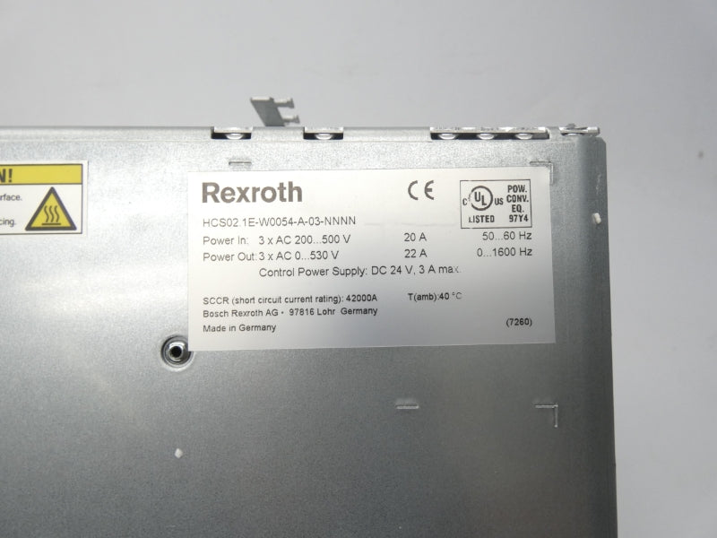 REXROTH HCS02.1E-W0054-A-03-NNNN R911298373 0-530V 22A NSMP