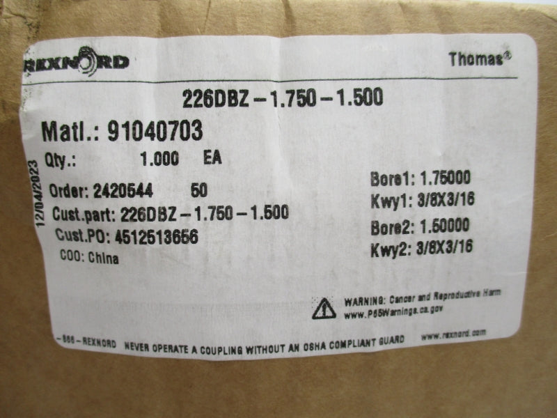 REXNORD THOMAS 226DBZ-1.75-1.500 91040703 NSMP