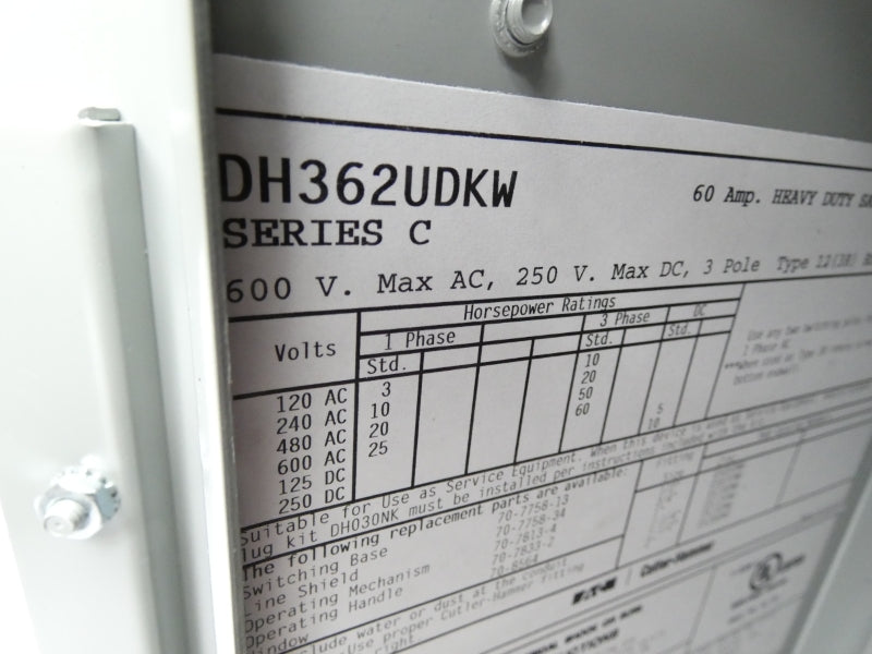 EATON DH362UDKW SER. C 600V 60A NSNP