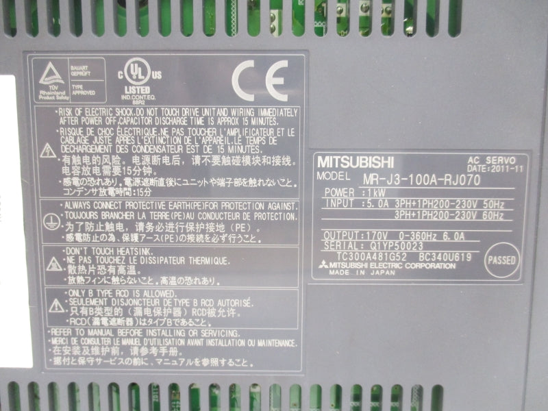 MITSUBISHI MR-J3-100A-RJ070 200/203V NSMP
