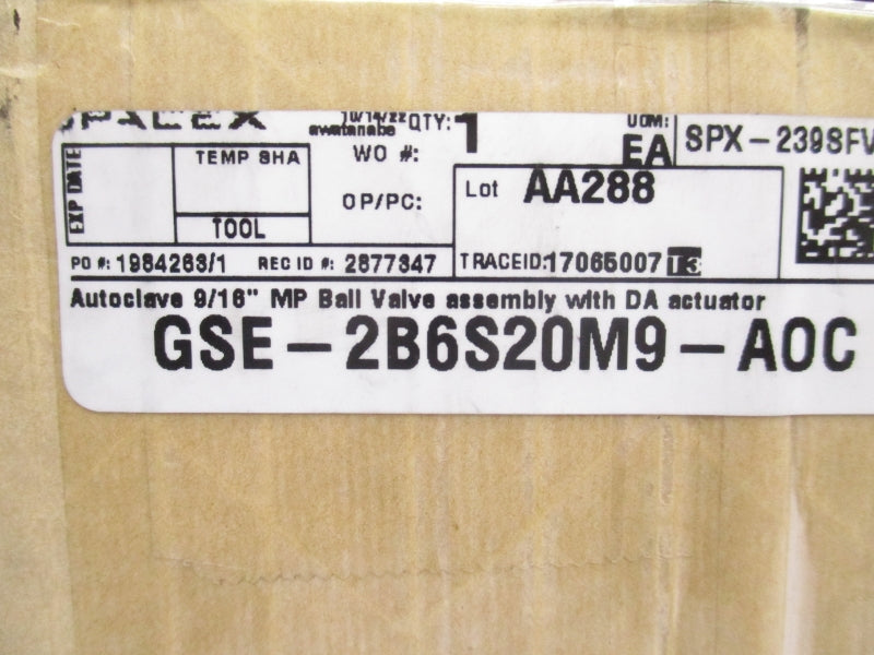 AUTOCLAVE ENGINEERS 2B6S20M9-AOC 80-150PSI NSMP