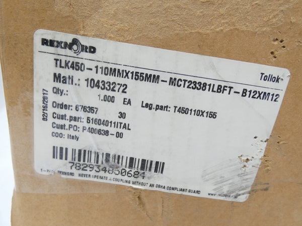 REXNORD TLK450-110MMX155MM-MNT23381LBFT-B12XM12 NSMP