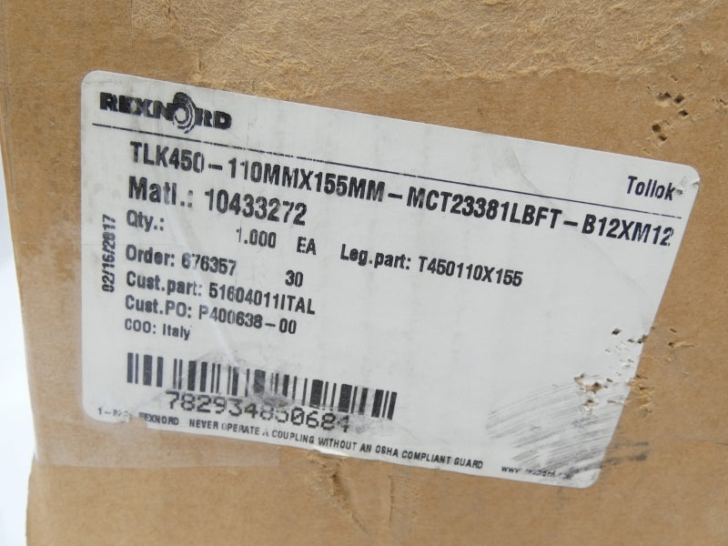 REXNORD TLK450-110MMX155MM-MNT23381LBFT-B12XM12 NSMP