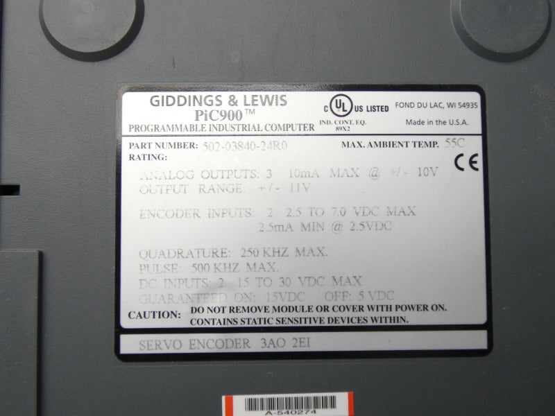 GIDDINGS & LEWIS 502-03840-24R0 15-30VDC UNMP
