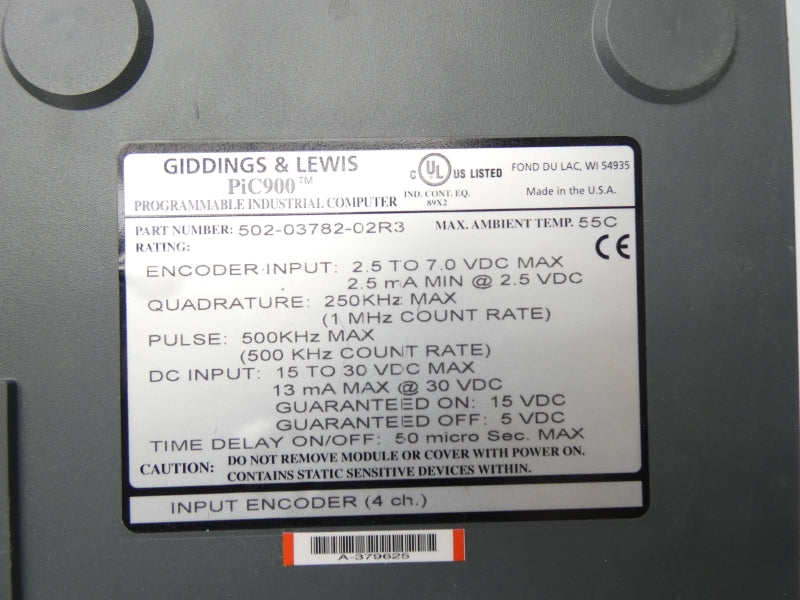 GIDDINGS & LEWIS 502-03782-02R3 15-30VDC UNMP