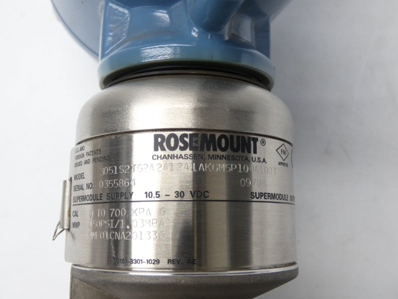 ROSEMOUNT 3051S2TG2A2A12A1AK6M5P1Q4A1003 10.5-30VDC 150PSI NSNP