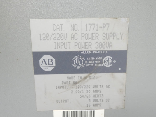 ALLEN BRADLEY 1771-P7 120/220VAC 16A UNMP