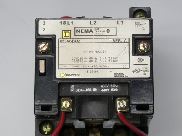 SQUARE D 8536SBO2SV06 SER. A 440/480V UNMP