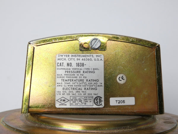 DWYER INSTRUMENTS 1638 480VAC 15A 25PSI UNMP