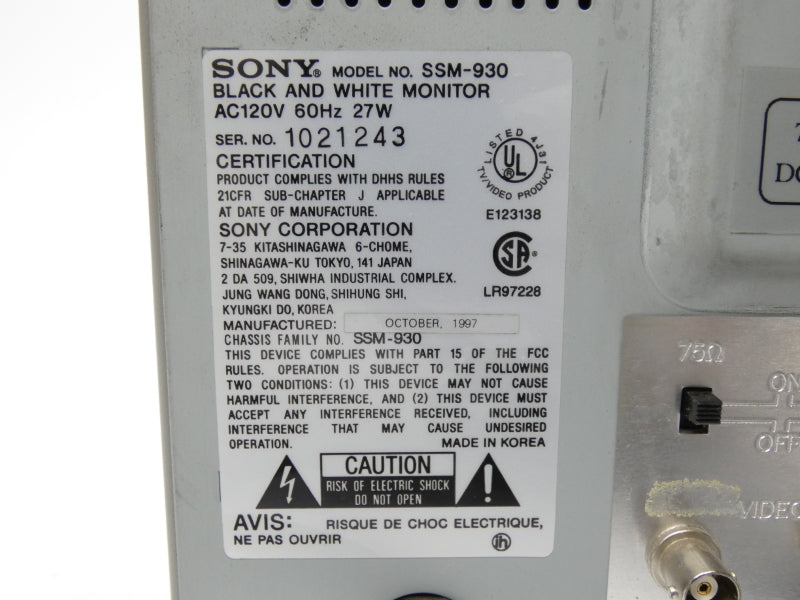 SONY SSM-930 120V UNMP