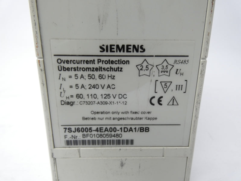 SIEMENS 7SJ6005-4EA00-1DA1/BB 240VAC 5A UNMP