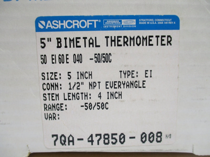 ASHCROFT 50-EI60-E-040-50/50C 5" NSMP