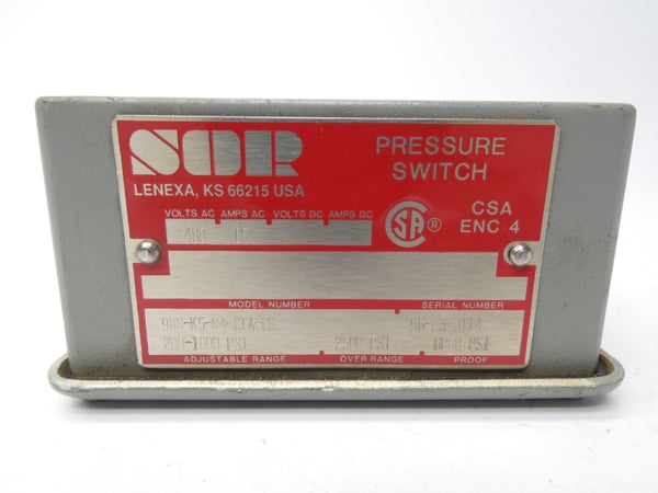 SOR 9NN-K5-N4-C1A-CS 480VAC 15A 6000PSI NSNP