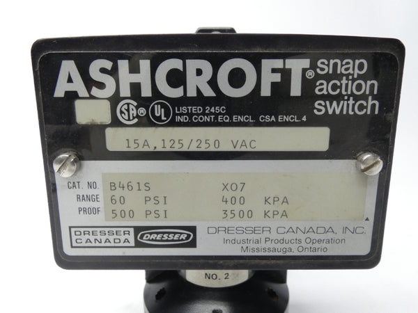 ASHCROFT B461SX07 125/250VAC 15A 500PSI NSNP