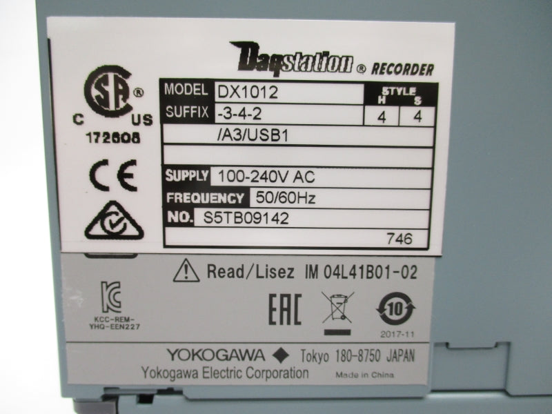 YOKOGAWA DX1012-3-4-2/A3/USB1 100-240V NSMP