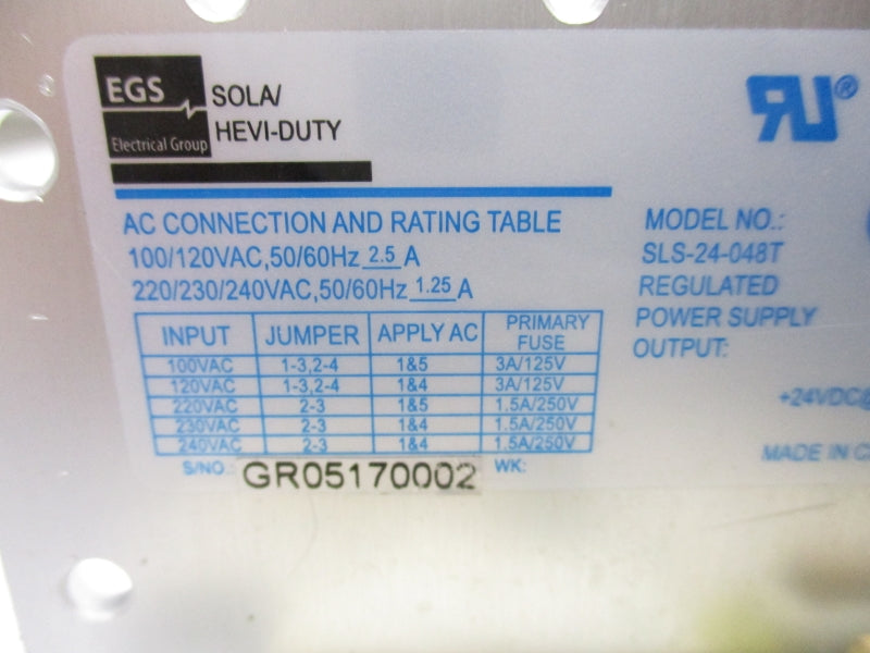 SOLA SLS-24-048T 240VAC 1.25A NSMP