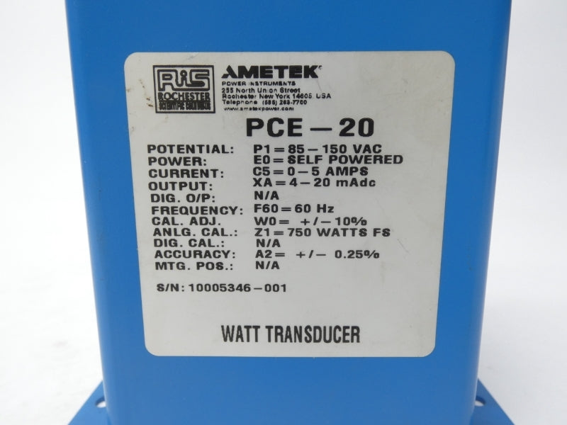 RIS PCE-20-P1-E0-C5-XA-F60-W0-Z1-A2 85-150VAC 0-5A NSNP