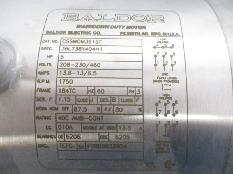 BALDOR CSSWDM3615T 230/460V 13.8/6.5A NSMP