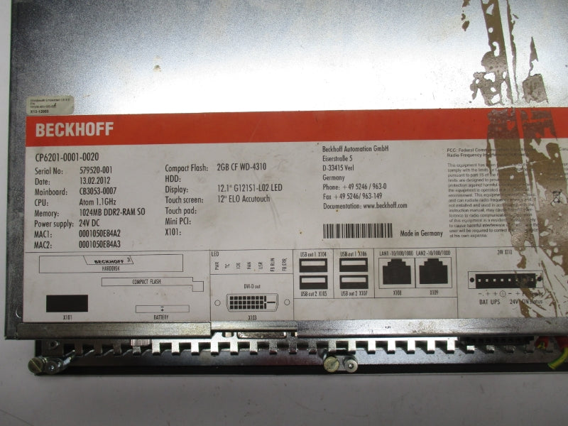 BECKHOFF CP6201-0001-0020 24VDC (AS PICTURED) UNMP