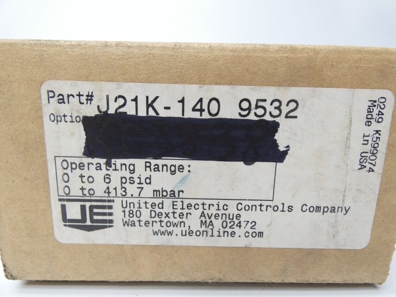 UNITED ELECTRIC CONTROLS J21K-140-9532 480VAC 15A 6PSI NSMP