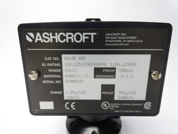 ASHCROFT B424BX07 480VAC 15A 500PSI NSMP