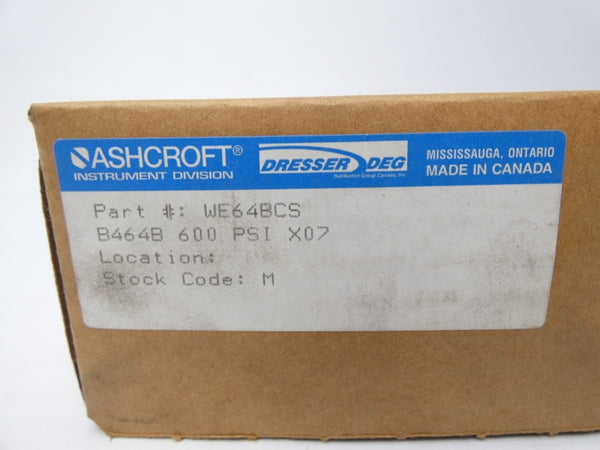 ASHCROFT B464BX07 480VAC 15A 600PSI NSMP