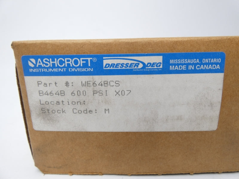 ASHCROFT B464BX07 480VAC 15A 600PSI NSMP