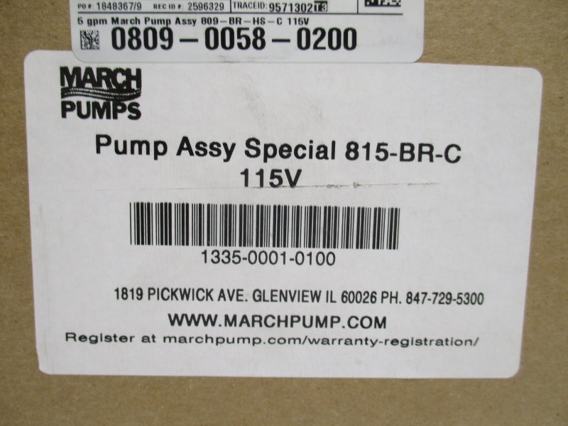 MARCH PUMPS 815-BR-C 115V 54A NSMP