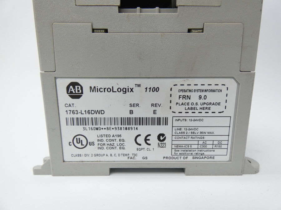 ALLEN BRADLEY 1763-L16DWD SER. B REV. E F/W 9.0 12-24VDC UNMP